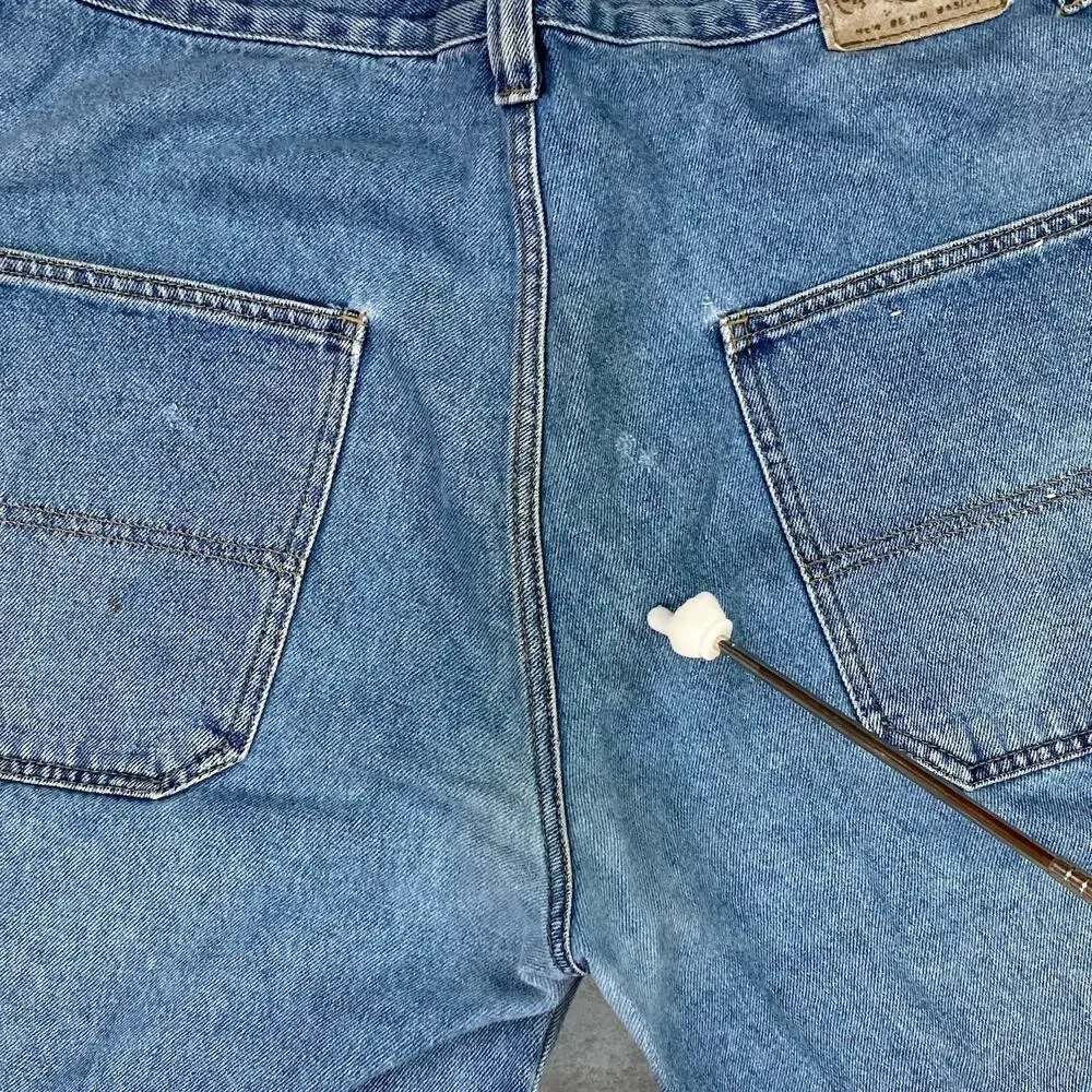 Vintage 90s Bugle Boy Carpenter Jean Shorts 42x13 Light Wash Denim 13